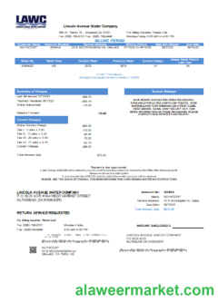 Lincoln Avenue Water Company utility business bill SCR